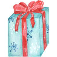 coffret bleu cadeau aquarelle png