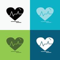 electrocardiograma corazón. latido del corazón. legumbres. batir el icono sobre varios antecedentes. diseño de estilo de glifo. diseñado para web y aplicación. eps 10 ilustración vectorial vector