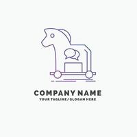 Cybercrime. horse. internet. trojan. virus Purple Business Logo Template. Place for Tagline vector