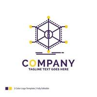 Company Name Logo Design For Data. help. info. information. resources. Purple and yellow Brand Name Design with place for Tagline. Creative Logo template for Small and Large Business. vector