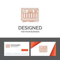Business logo template for Controller. keyboard. keys. midi. sound. Orange Visiting Cards with Brand logo template vector