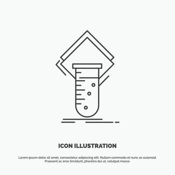 química. laboratorio. estudiar. prueba. icono de prueba. símbolo gris vectorial de línea para ui y ux. sitio web o aplicación móvil vector