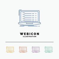 Api. app. coding. developer. laptop 5 Color Line Web Icon Template isolated on white. Vector illustration