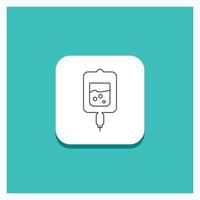 Round Button for blood. test. sugar test. samples Line icon Turquoise Background vector
