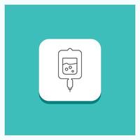 Round Button for blood. test. sugar test. samples Line icon Turquoise Background vector