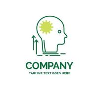 Mind. Creative. thinking. idea. brainstorming Flat Business Logo template. Creative Green Brand Name Design. vector