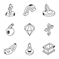 Pack of Fantasy and Tale Line Icons vector