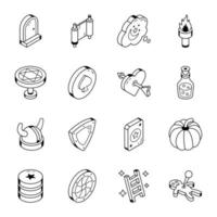 Fairy Book Line Isometric Icons vector