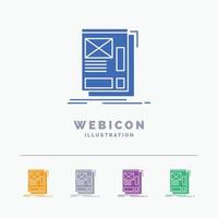 wire, framing, Web, Layout, Development 5 Color Glyph Web Icon Template isolated on white. Vector illustration