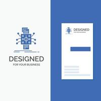 Business Logo for Analysis. data. datum. processing. reporting. Vertical Blue Business .Visiting Card template. vector