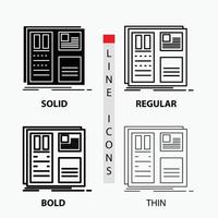 Design. grid. interface. layout. ui Icon in Thin. Regular. Bold Line and Glyph Style. Vector illustration