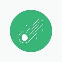 Asteroid. astronomy. meteor. space. comet White Glyph Icon in Circle. Vector Button illustration