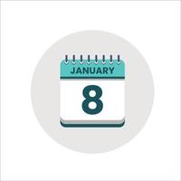 icono de fecha del calendario. icono del día del mes. fecha del programa del evento. hora de la cita. agenda del planificador, calendario del mes de enero y planificador de tiempo. recordatorio del día. icono de vectores