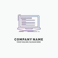 Code, coding, computer, monoblock, laptop Purple Business Logo Template. Place for Tagline vector