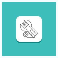 Round Button for settings. App. installation. maintenance. service Line icon Turquoise Background vector