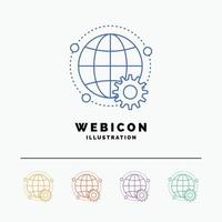 connected. online. world. globe. multiplayer 5 Color Line Web Icon Template isolated on white. Vector illustration