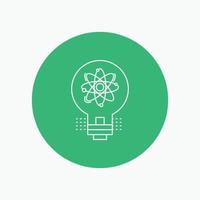 idea. innovation. light. solution. startup White Line Icon in Circle background. vector icon illustration