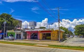 Playa del Carmen Quintana Roo Mexico 2022 Typical street road and cityscape of Playa del Carmen Mexico. photo