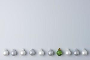 Christmas grey minimal background with grey ball. Flat lay, copy space photo