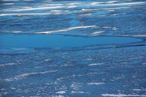 Winter nature background with blocks of ice on frozen water in spring. Abstract background of drifting ice on water photo