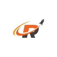 R Letter with Rocket Vector icon design