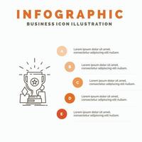 logro. otorgar. taza. premio. plantilla de infografía de trofeo para sitio web y presentación. icono de línea gris con ilustración de vector de estilo infográfico naranja