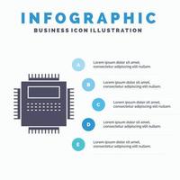 procesador. hardware. computadora. ordenador personal. plantilla de infografía de tecnología para sitio web y presentación. icono de glifo gris con ilustración de vector de estilo infográfico azul.