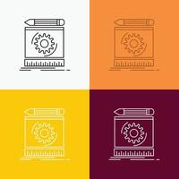 Draft. engineering. process. prototype. prototyping Icon Over Various Background. Line style design. designed for web and app. Eps 10 vector illustration