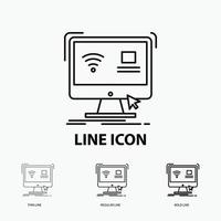 Control. computer. monitor. remote. smart Icon in Thin. Regular and Bold Line Style. Vector illustration