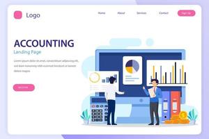 Accountant landing page website flat vector template