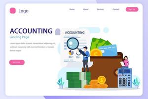 Accountant landing page website flat vector template