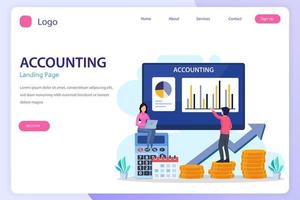 Accountant landing page website flat vector template