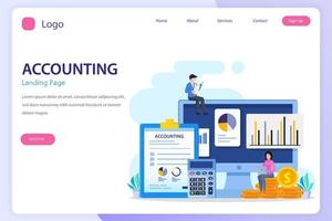 Accountant landing page website flat vector template