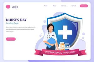 International Nurse Day landing page website flat vector template