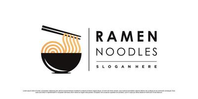 Noodles and bowl logo design template for noodle resto with creative modern concept vector