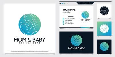 Mother and baby logo design with creative element concept and business card template vector