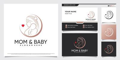 Mother and baby logo design with creative element concept and business card template vector