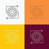 Business. gear. management. operation. process Icon Over Various Background. Line style design. designed for web and app. Eps 10 vector illustration