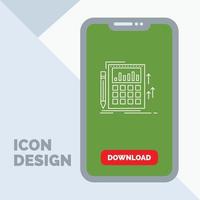 Accounting. audit. banking. calculation. calculator Line Icon in Mobile for Download Page vector