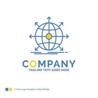 business. global. international. network. web Blue Yellow Business Logo template. Creative Design Template Place for Tagline. vector