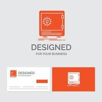 Business logo template for Bank. deposit. safe. safety. strongbox. Orange Visiting Cards with Brand logo template. vector