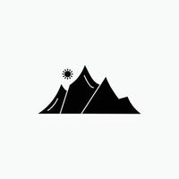 hill. landscape. nature. mountain. sun Glyph Icon. Vector isolated illustration