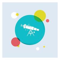 telescope. astronomy. space. view. zoom White Glyph Icon colorful Circle Background vector