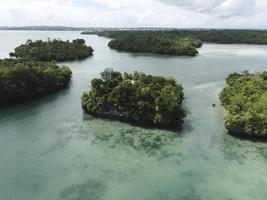 Aerial view of many small island in Maluku, Indonesia photo