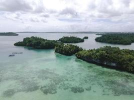 Aerial view of many small island in Maluku, Indonesia photo