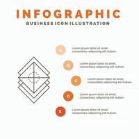 Arrange. design. layers. stack. layer Infographics Template for Website and Presentation. Line Gray icon with Orange infographic style vector illustration