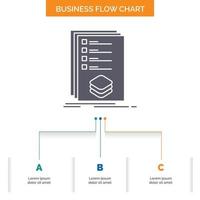 Categories. check. list. listing. mark Business Flow Chart Design with 3 Steps. Glyph Icon For Presentation Background Template Place for text. vector