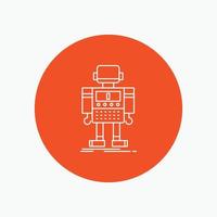 autonomous, machine, robot, robotic, technology White Line Icon in Circle background. vector icon illustration