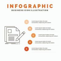 document. file. page. pen. Resume Infographics Template for Website and Presentation. Line Gray icon with Orange infographic style vector illustration