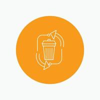 waste. disposal. garbage. management. recycle White Line Icon in Circle background. vector icon illustration